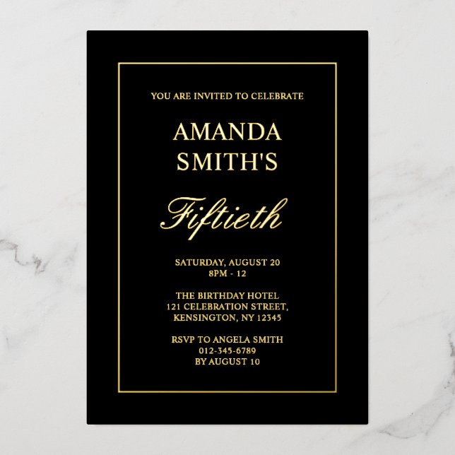 Minimalist Black Calligraphy Script 50th Birthday (Front)