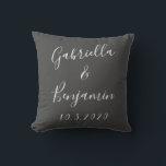 Minimalist Black Calligraphy Wedding Personalised Cushion<br><div class="desc">Create a fun keepsake for your special day with this modern minimalist black and white design featuring a beautiful handwritten script lettering.</div>