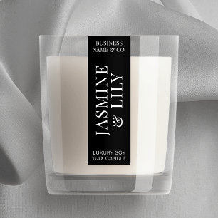 Minimalist Black Candle Jar Thin Vertical Label