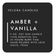 Minimalist Black Candle Packaging Label Sticker