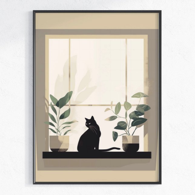 Minimalist Black Cat Aesthetic Neutral Poster (Creator Uploaded)