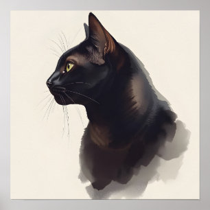 Minimalist Black Cat Art Print