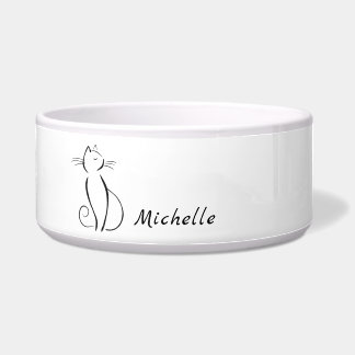 Minimalist Black Cat On White Add Name