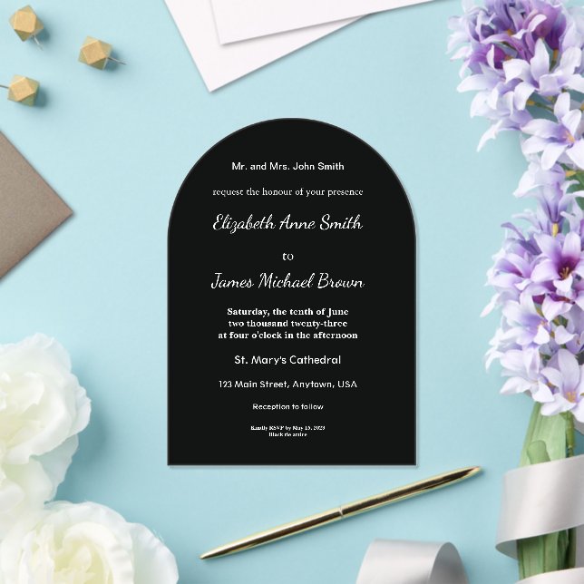 Minimalist Black Cat Silhouette  Acrylic Invitations (Insitu (Wedding))