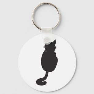 Minimalist Black Cat Silhouette Key Ring