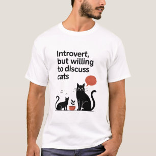 Minimalist Black Cats Introvert Funny Quote T-Shirt