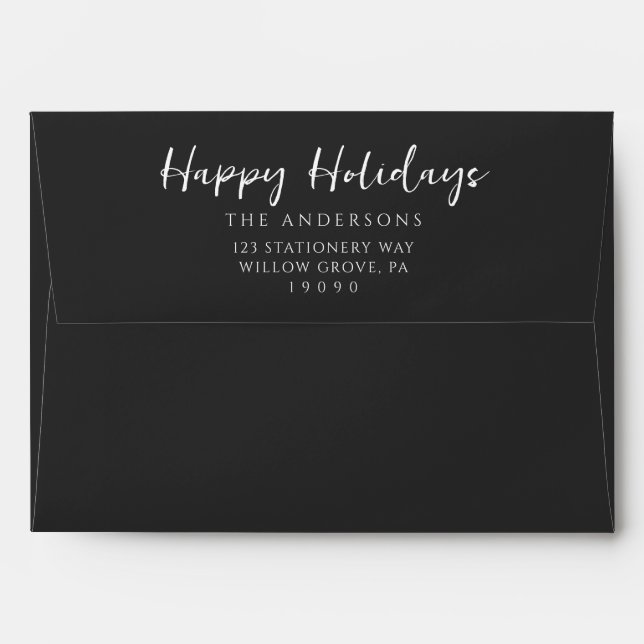 Minimalist Black Christmas Calligraphy Modern  Envelope (Back (Top Flap))