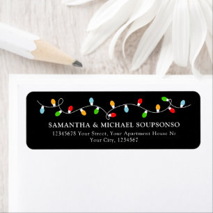Minimalist black Christmas Contact Return Address Label