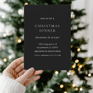 Minimalist Black Christmas Dinner  Invitation