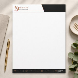 Minimalist Black Copper Corporate Branding Custom Letterhead