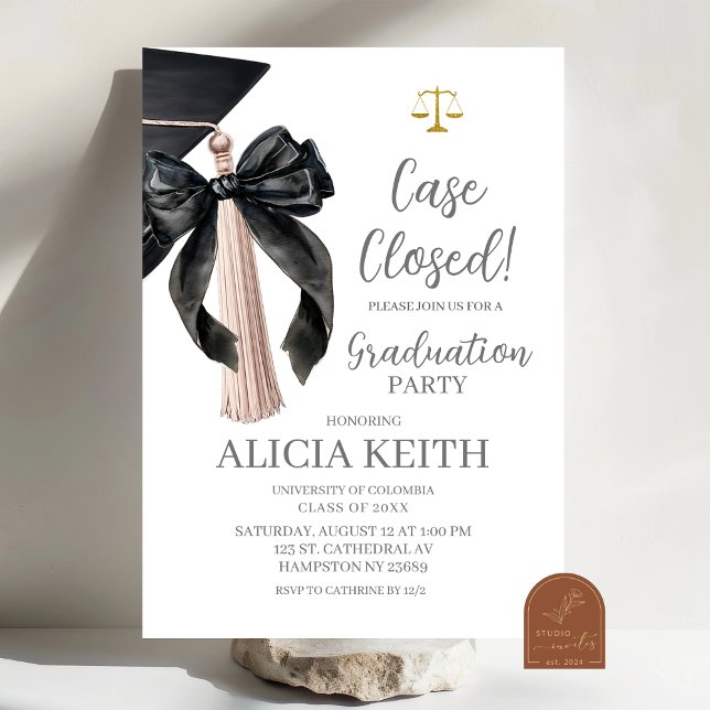 Minimalist Black Coquette Tassel LAW Graduation pa Invitation (Creator Uploaded)