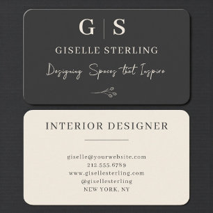 Minimalist Black & Cream Interior Designer Business Card