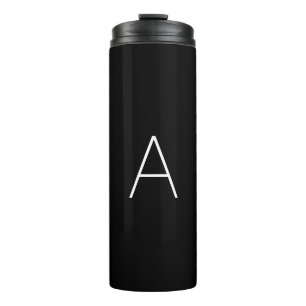 Minimalist black custom monogram initial letter thermal tumbler