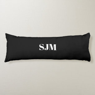 Minimalist black Custom monogram initials name Body Cushion
