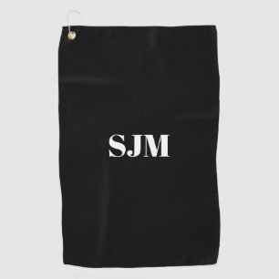 Minimalist black Custom monogram initials name Golf Towel