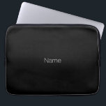 Minimalist black custom name monogram elegant laptop sleeve<br><div class="desc">Minimalist black custom name text monogram modern elegant laptop sleeve,  Laptop Case.
White text,  black solid plain colour background.</div>