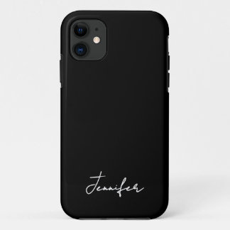 Minimalist Black Custom Name Signature Script iPhone 11 Case