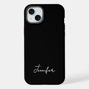 Minimalist Black Custom Name Signature Script iPhone 15 Plus Case