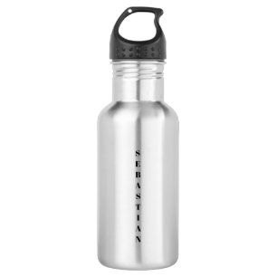 Minimalist black custom vertical serif name text  532 ml water bottle