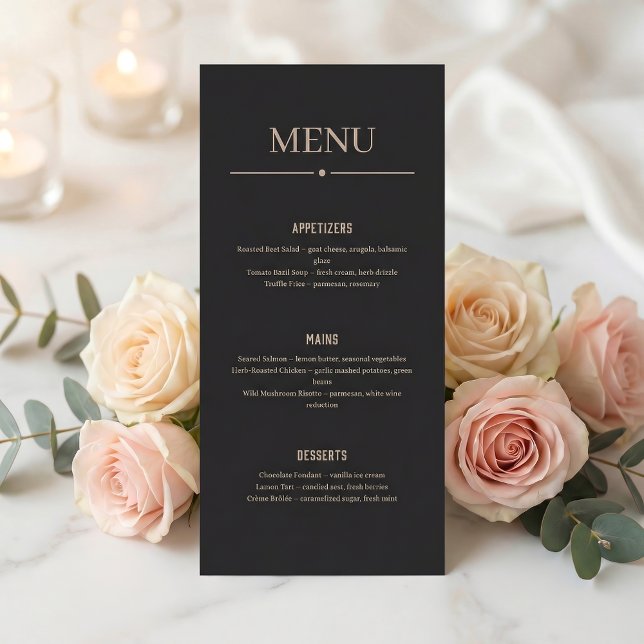 Minimalist Black Dark Restaurant Or Wedding Menu (Creator Uploaded)
