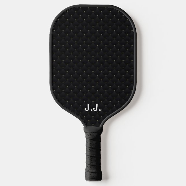 Minimalist Black Design Modern Monogram  Pickleball Paddle (Front)
