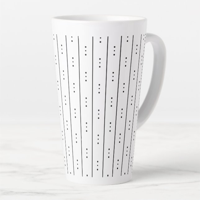 Minimalist Black Dots & Lines Latte Mug (Right Angle)