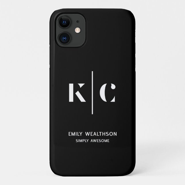 minimalist, black, editable iPhone / iPad case (Back)