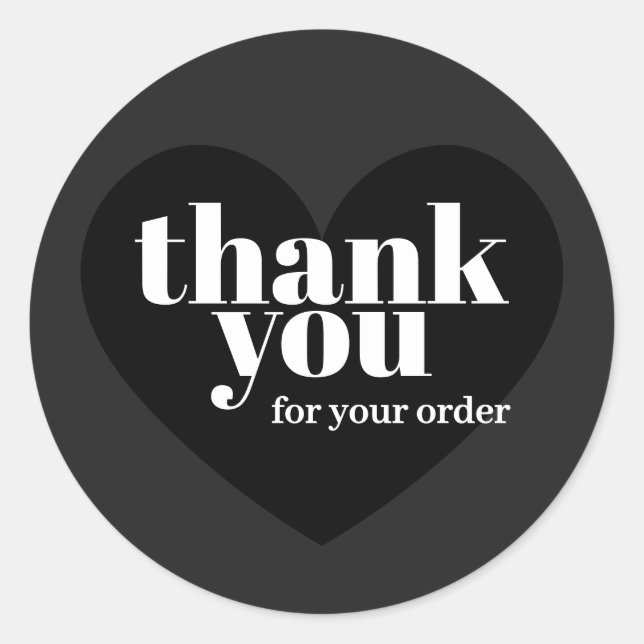Minimalist Black Elegant Business Thank You Classic Round Sticker (Front)