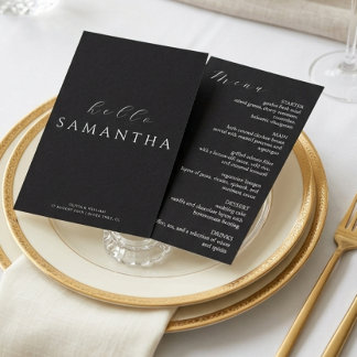 Minimalist Black Elegant Guest Place card and