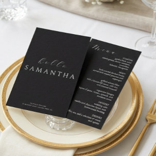 Minimalist Black Elegant Guest Place card and Menu