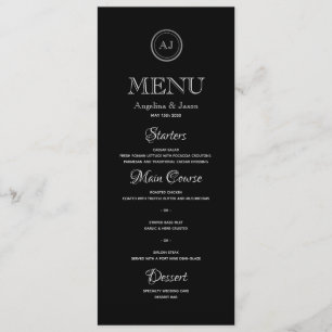 Minimalist Black Elegant Wedding Dinner Menu