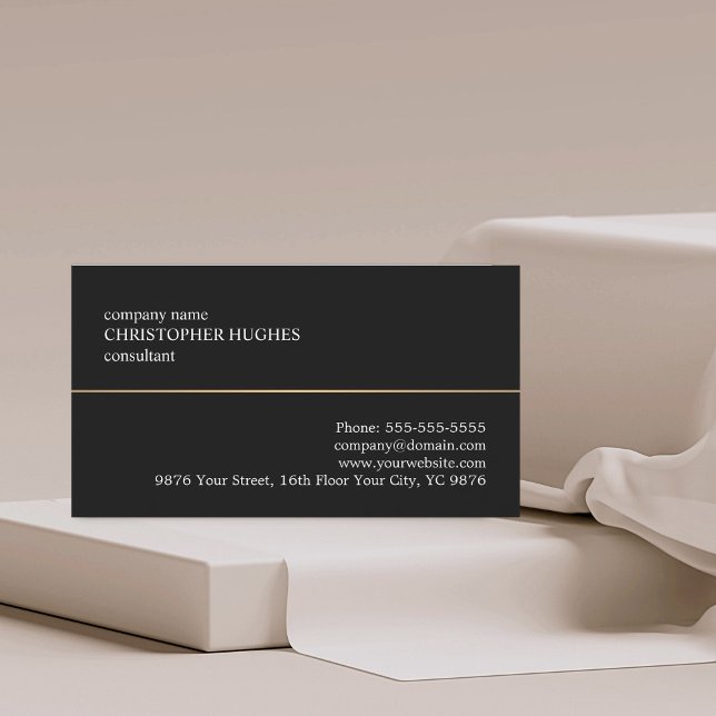 Minimalist Black Faux Copper Line Consultant Business Card (Creator Uploaded)