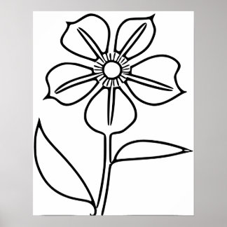 Minimalist black flower poster