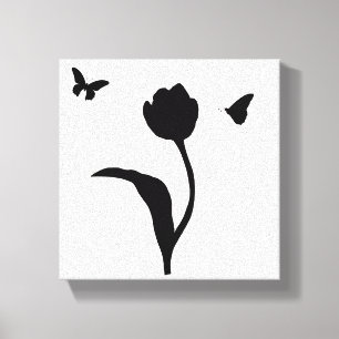 Minimalist Black Flowers & Butterfly Wall Art Mo