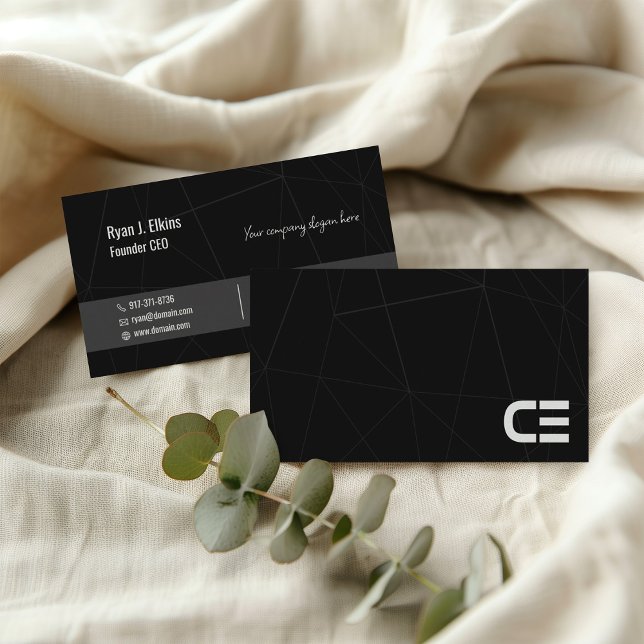 Minimalist Black Founder & CEO Business Card (Creator Uploaded)