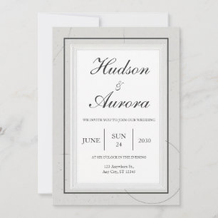 Minimalist Black Frame Elegant Geometric Wedding Invitation