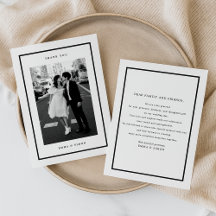 Minimalist Black Frame Photo Wedding Thank You