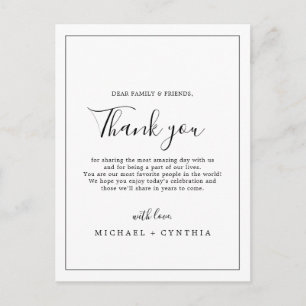 Minimalist Black Frame Thank You Reception Card