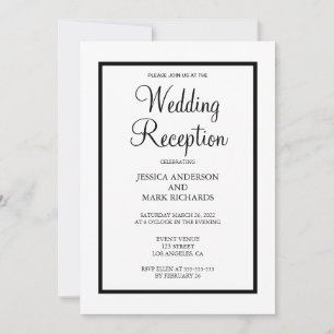 Minimalist Black Frame Wedding Reception Invitation
