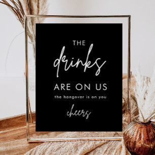 Minimalist Black Funny Wedding Open Bar Sign