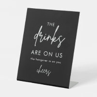 Minimalist Black Funny Wedding Open Bar Sign