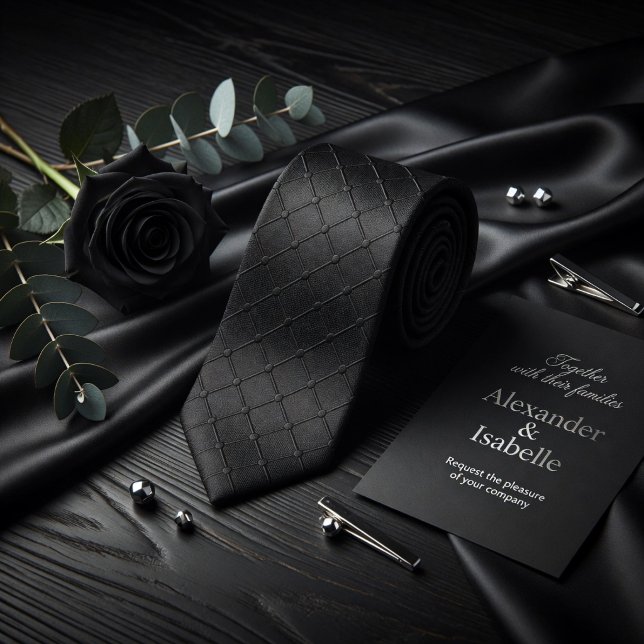 Minimalist Black Geometric Grid Dotted Texture Tie (Creator Uploaded)