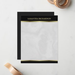 Minimalist Black Gold And Grey Marble Name Card