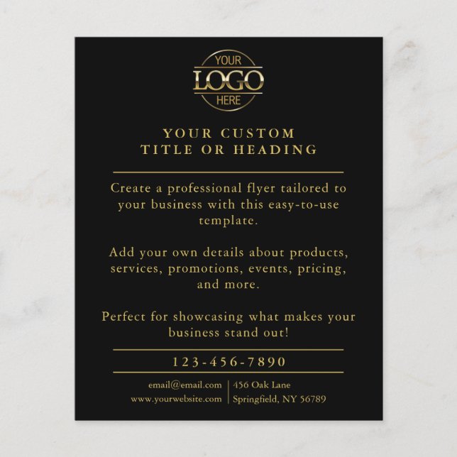Minimalist Black & Gold Business Logo Promotional Flyer (Front)