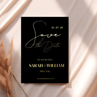 Minimalist Black Gold Calligraphy Wedding