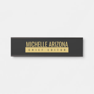 Minimalist Black & Gold Colour Professional Modern Door Sign