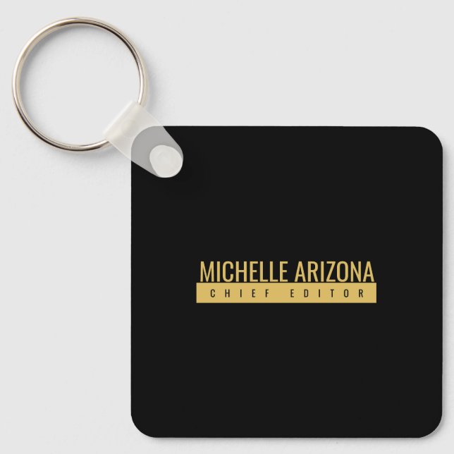 Minimalist Black & Gold Colour Professional Modern Key Ring (Front)