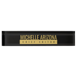 Minimalist Black & Gold Colour Professional Modern Nameplate