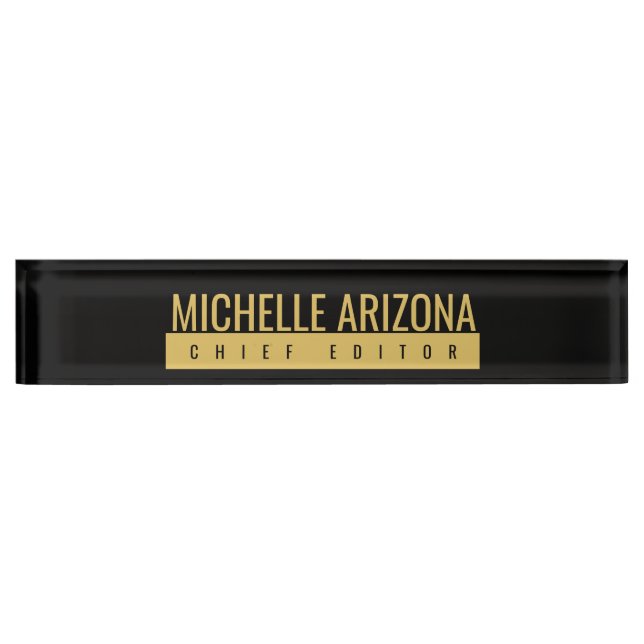 Minimalist Black & Gold Colour Professional Modern Nameplate (Front)