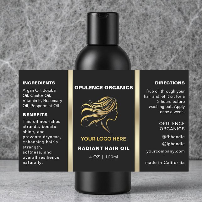 Minimalist Black & Gold Cosmetic Bottle Label (Creator Uploaded)